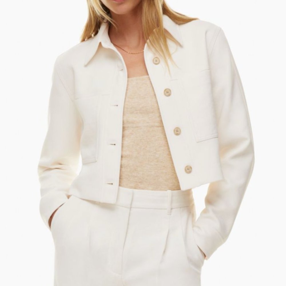 Aritzia - NEW - Wilfred Little Cropped Jacket XS | Color: Light Birch / White